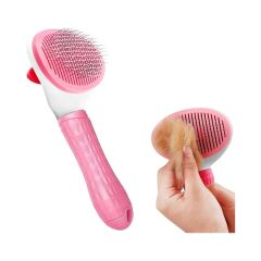 Karamel Pet Kendini Temizleyen Tuşlu Kedi Köpek Tarağı Pembe 10 x 20 cm