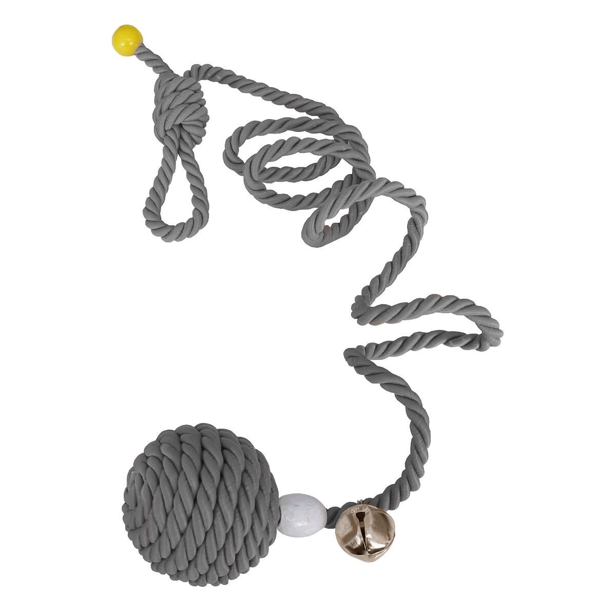 Kapıya Asılabilen Kedi Oyun Aktivite Topu İpli 5x80 cm Gri