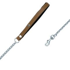 Doggie Comfort Deri Saplı Zincirli Köğek Gezdirme 2x110 cm Camel