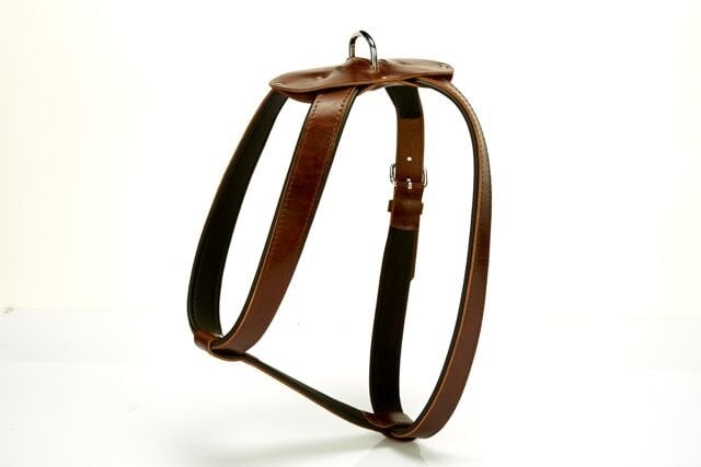 Doggie Konforlu Deriden El Yapımı Köpek Göğüs Tasması 2 x 50-70 cm Kahverengi