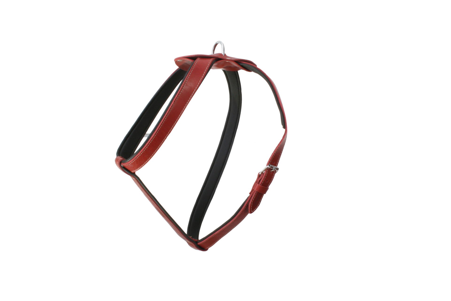 Doggie Konforlu Deriden El Yapımı Köpek Göğüs Tasması 2,5 x 60-85 cm Kırmızı