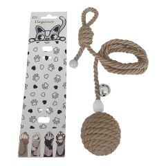 Kapıya Asılabilen Kedi Oyun Aktivite Topu İpli 5x80 cm Taba