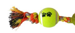 Düğümlü Y Şekilli Tenis Toplu Köpek Oyuncağı 7-37 cm Sarı