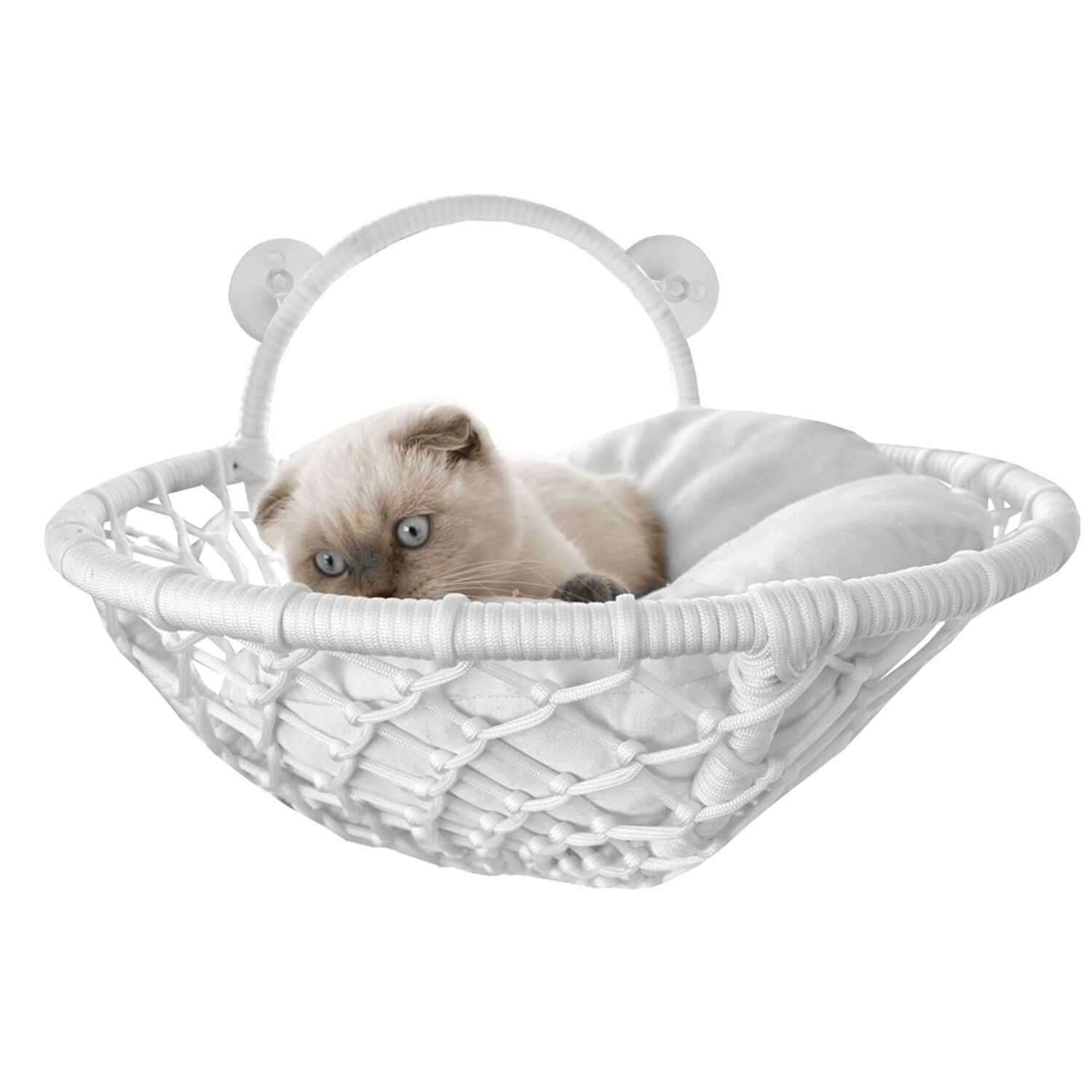 Karamel Pet Vantuzlu Oval Kedi Hamağı Kedi Yatağı 17*46 cm Beyaz