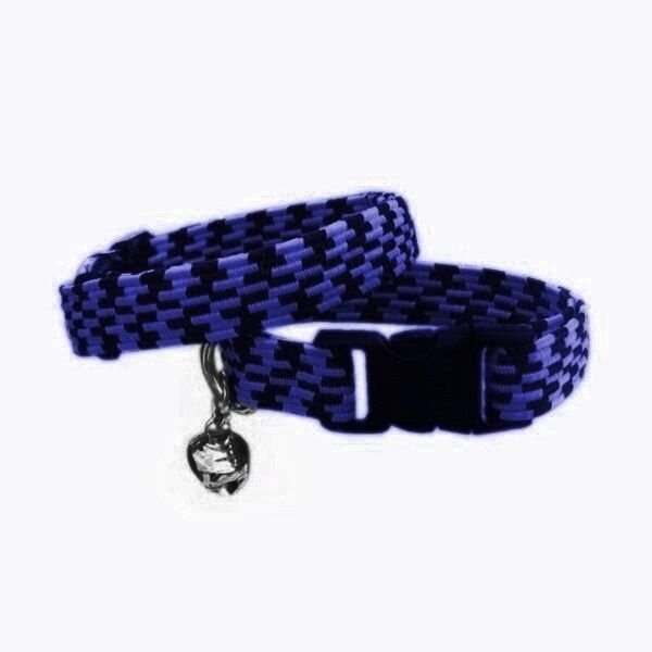 Pet Prety Elastik Örme Kedi Tasması Lacivert-Siyah 10 mm A=23/32 cm