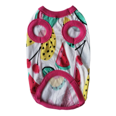 Kedi Köpek Kıyafeti Meyve Desenli Pembe Yakalı Tişört M 28 cm