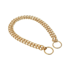 Doggie Eğitim Serisi Çift Boğma Zincirli Köpek Boyun Tasması - 2,5x60-60cm - Gold