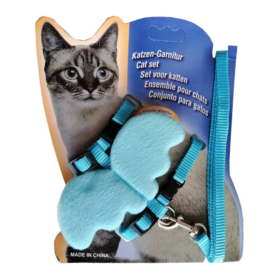 Atlantik Kanatlı Melek Kedi Göğüs Bel Tasması 20*32 cm Turkuaz