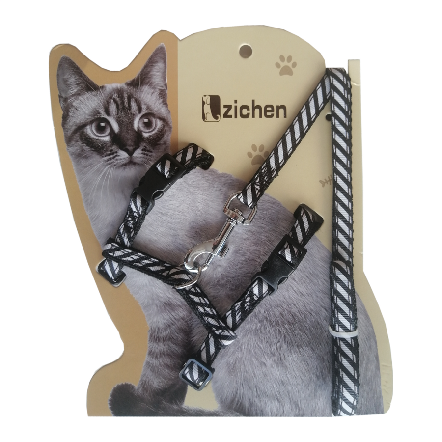 Atlantik Siyah Çizgili Kedi Göğüs Bel Tasması 20*32 cm