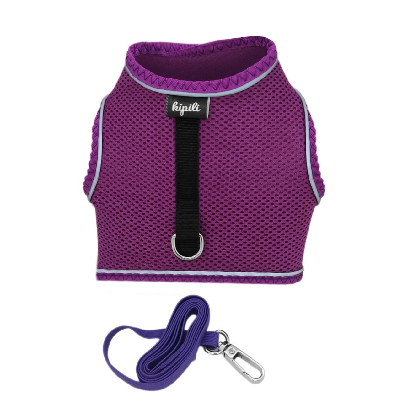 Çift Kilitli Sportif Kedi Köpek Göğüs Tasma Seti 34-44 cm Large Mor