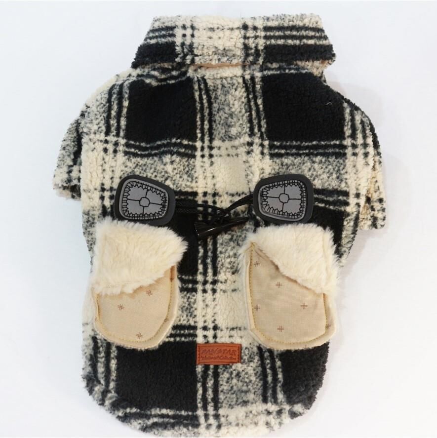 Plaid Coat Peluş Kedi Köpek Ceketi Kıyafeti Medium