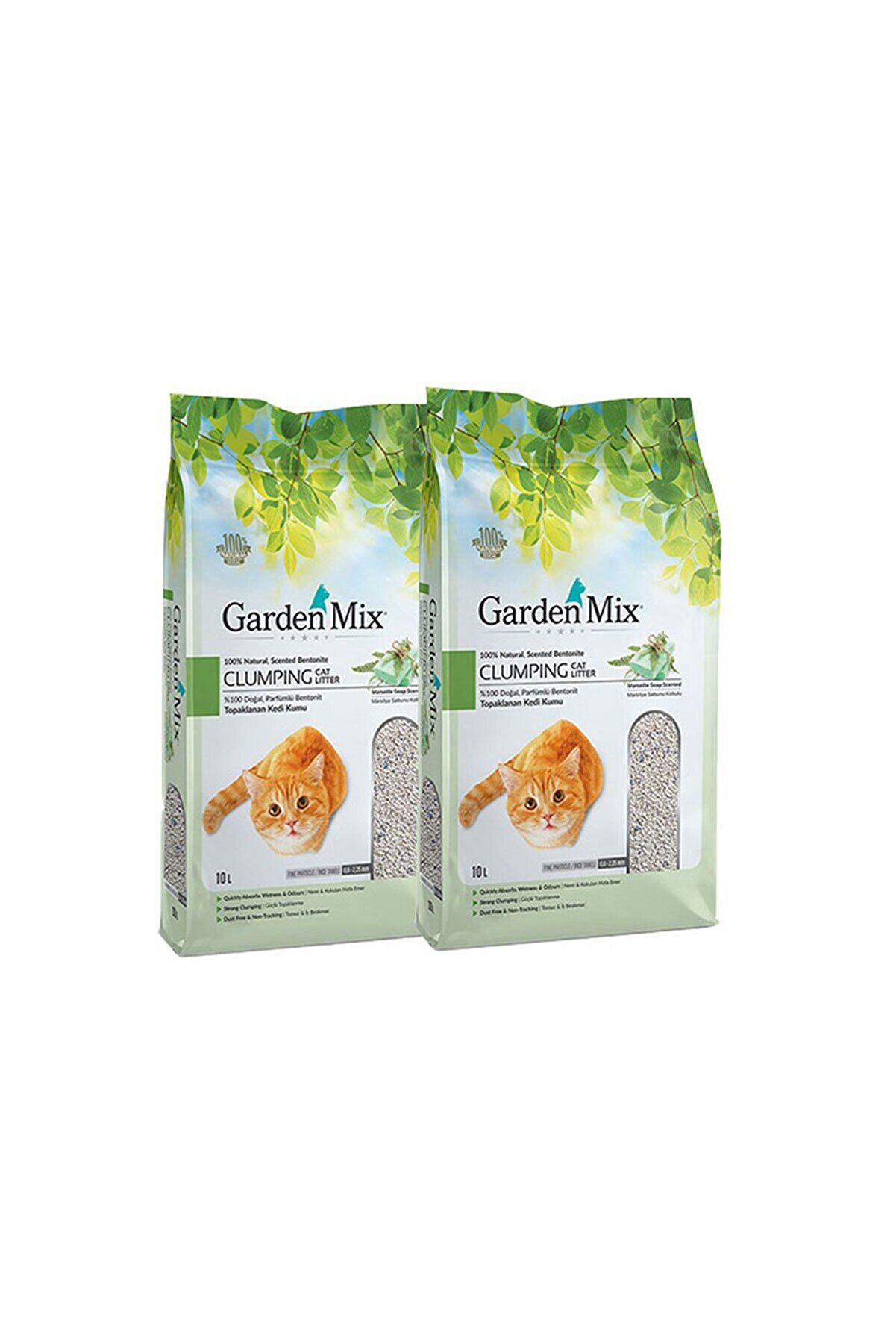 Garden Mix Marsilya Sabunlu İri Taneli Bentonit Kedi Kumu 10 lt 2 Adet