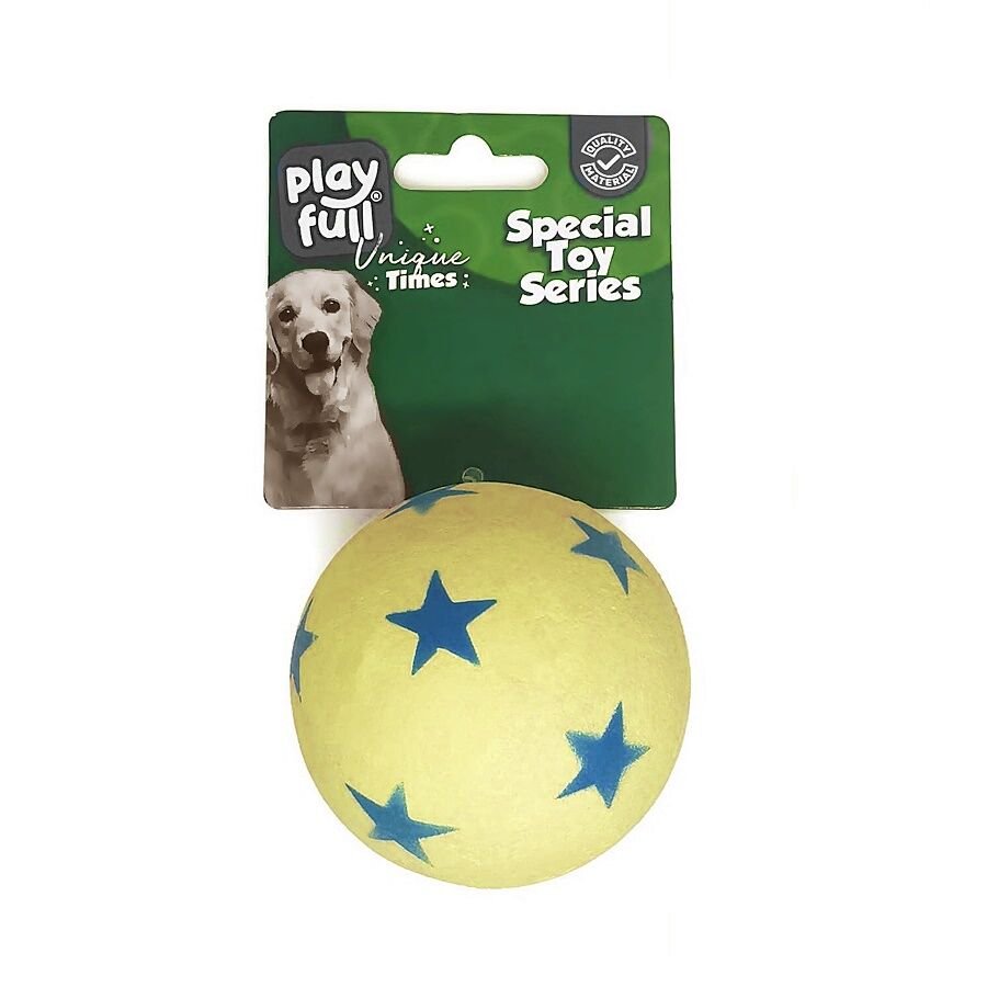 Playfull Zıplayan Köpek Oyun Topu 6,3 Cm Sarı Yıldız Desenli