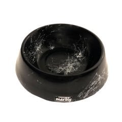Marbly Siyah Çizgili Mermerit Kedi Köpek Mama Su Kabı 235 ml