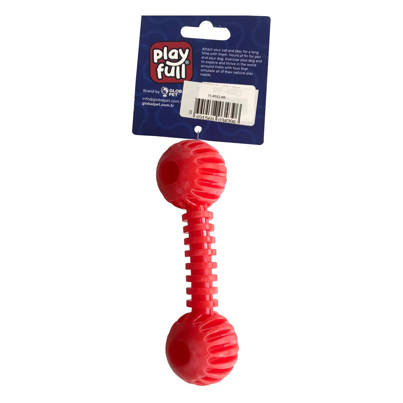 Playfull Sağlam Plastik Dental Dumbel Köpek Oyuncağı 12 x 3,5 cm Kırmızı