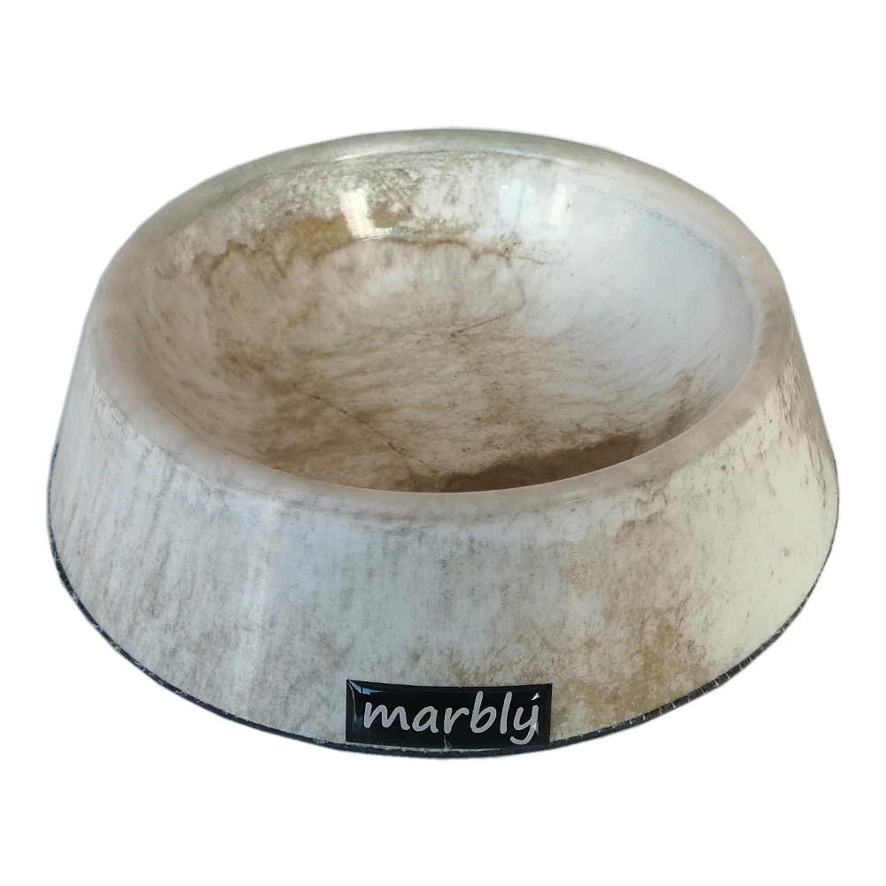 Marbly Beyaz Dalga Mermerit Köpek Mama Su Kabı 700 ml