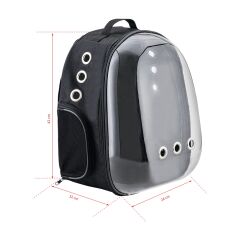 Markapet Astronot Şeffaf Taşıma Sırt Çantası Siyah 45 x 22 x 33 cm