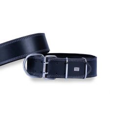 Doggie Konfor Çift Kat Deri El Yapımı Köpek Boyun Tasması 6x60-70 cm Siyah