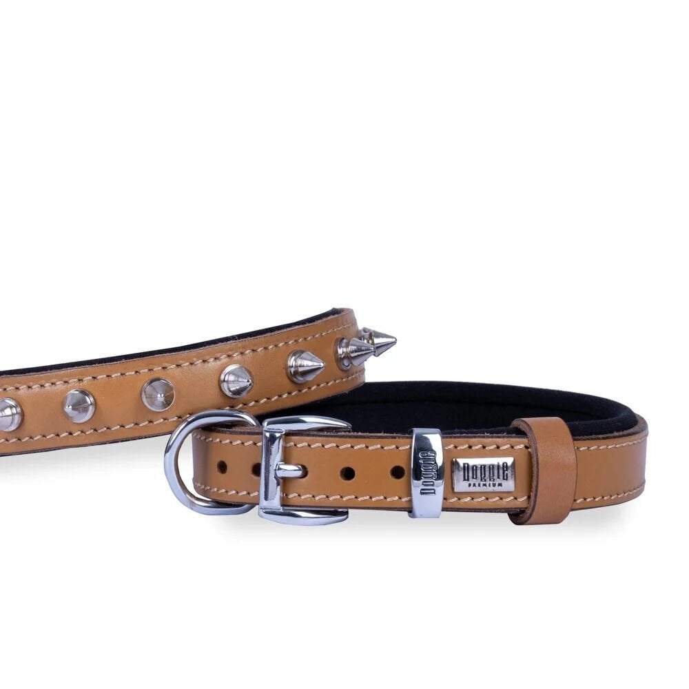 Doggie Konforlu Deri El Yapımı Çivili Köpek Boyun Tasması 2x35-40cm Kamel