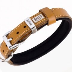 Doggie Konforlu Deri El Yapımı Çivili Köpek Boyun Tasması 2x35-40cm Kamel