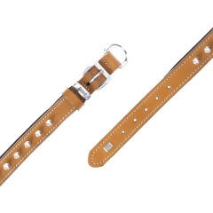 Doggie Konforlu Deri El Yapımı Çivili Köpek Boyun Tasması 2x35-40cm Kamel