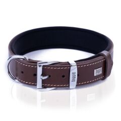 Doggie Gerçek Deriden El Yapımı Kemik Süslü Köpek Boyun Tasması 4x52-60 cm Kahverengi