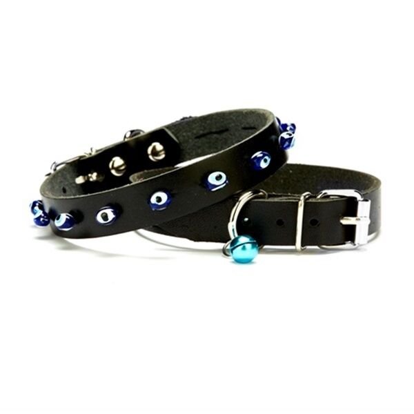 Nazar Boncuklu Yavru Ve Küçük Irk Köpek Tasması 1,5x29 cm Siyah XLarge