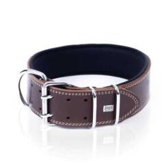 Doggie Konfor Çift Kat Deri El Yapımı Köpek Boyun Tasması 6x60-70 cm Kahverengi