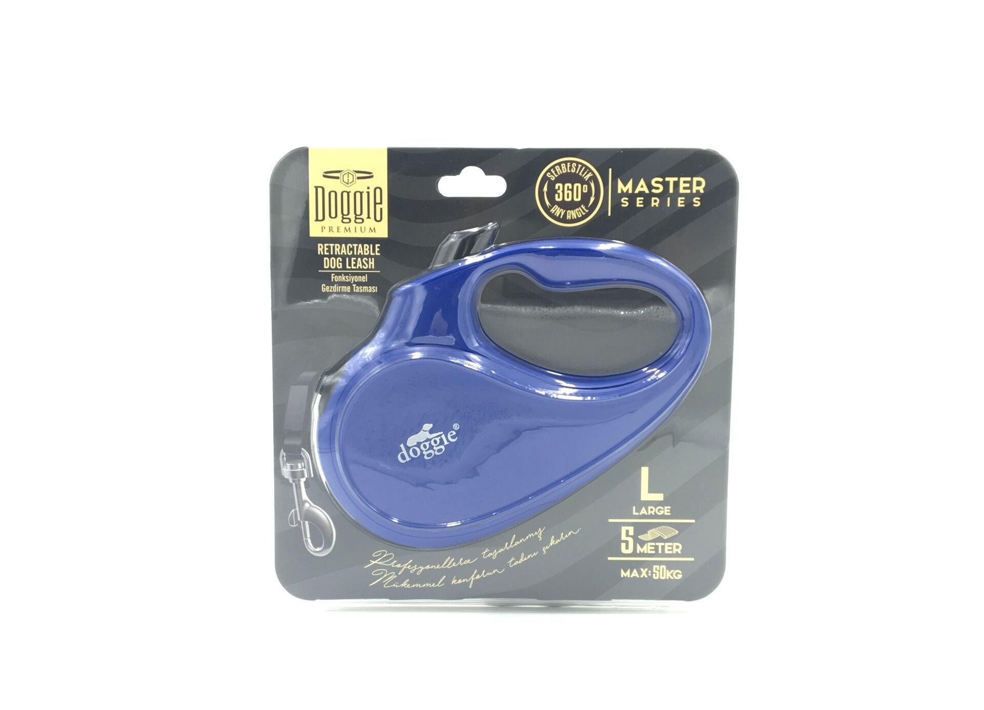 Doggie Master Seri Otomatik Makaralı Köpek Gezdirme 50 kg / 5 M Mavi