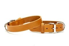 Doggie Deri El Yapımı Köpek Boyun Tasması 2,5x37-45 cm Kamel