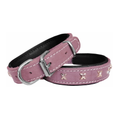 Markapet Deri Metal İşlemeli Köpek Boyun Tasması 3 x 42 - 56 cm Gül Kurusu