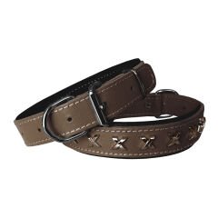 Markapet Deri Metal İşlemeli Köpek Boyun Tasması 3 x 42 - 56 cm Kahverengi