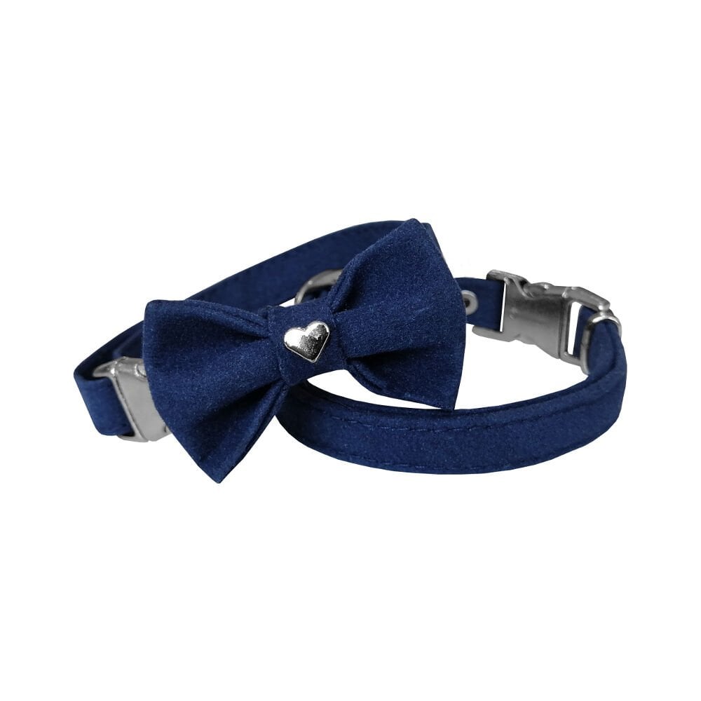 Markapet Kadife Papyonlu Kedi Boyun Tasması 20-32 cm Lacivert