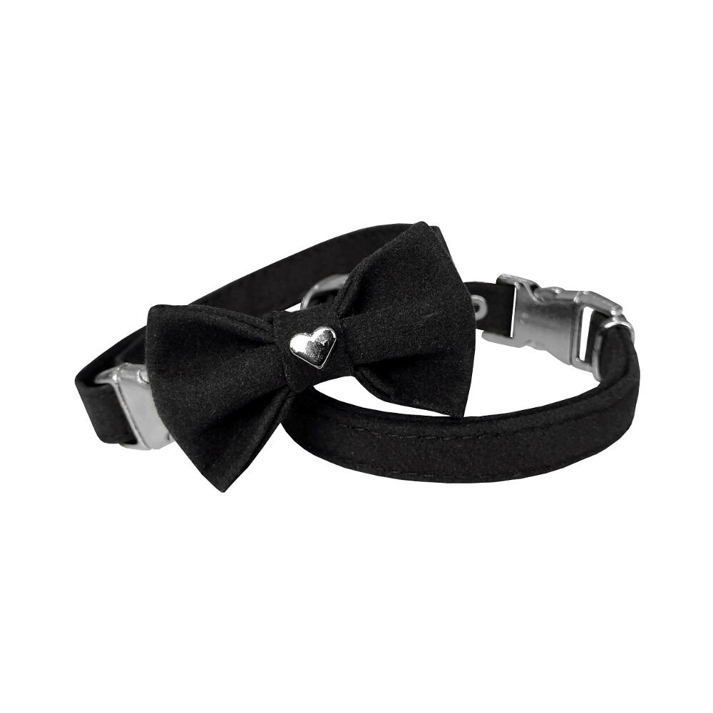 Markapet Kadife Papyonlu Kedi Boyun Tasması 20-32 cm Siyah