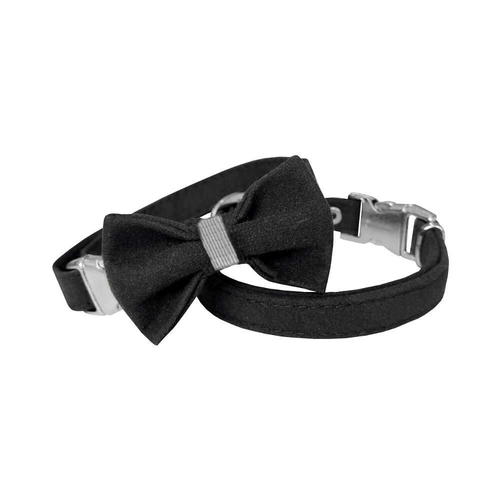 Markapet Kadife Kedi Boyun Tasması Papyonlu 20-32 cm Siyah