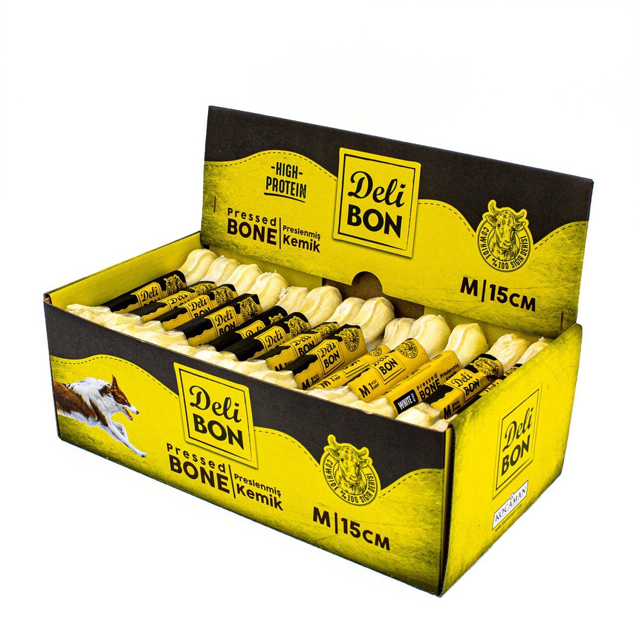 Delibon 15cm Deri Köpek Çiğneti Pres Kemik 1x15cm Beyaz