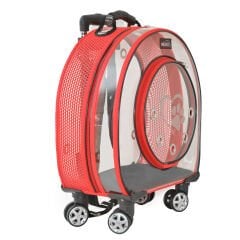 Markapet Premium Çekçekli Tekerlekli Kedi Köpek Taşıma Çantası 42 x 40 x 22 cm Kırmızı 15 kg