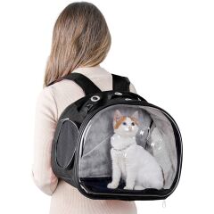 Markapet Patili Şeffaf Kedi Taşıma Sırt Çantası Siyah 20 x 34 x 42 cm