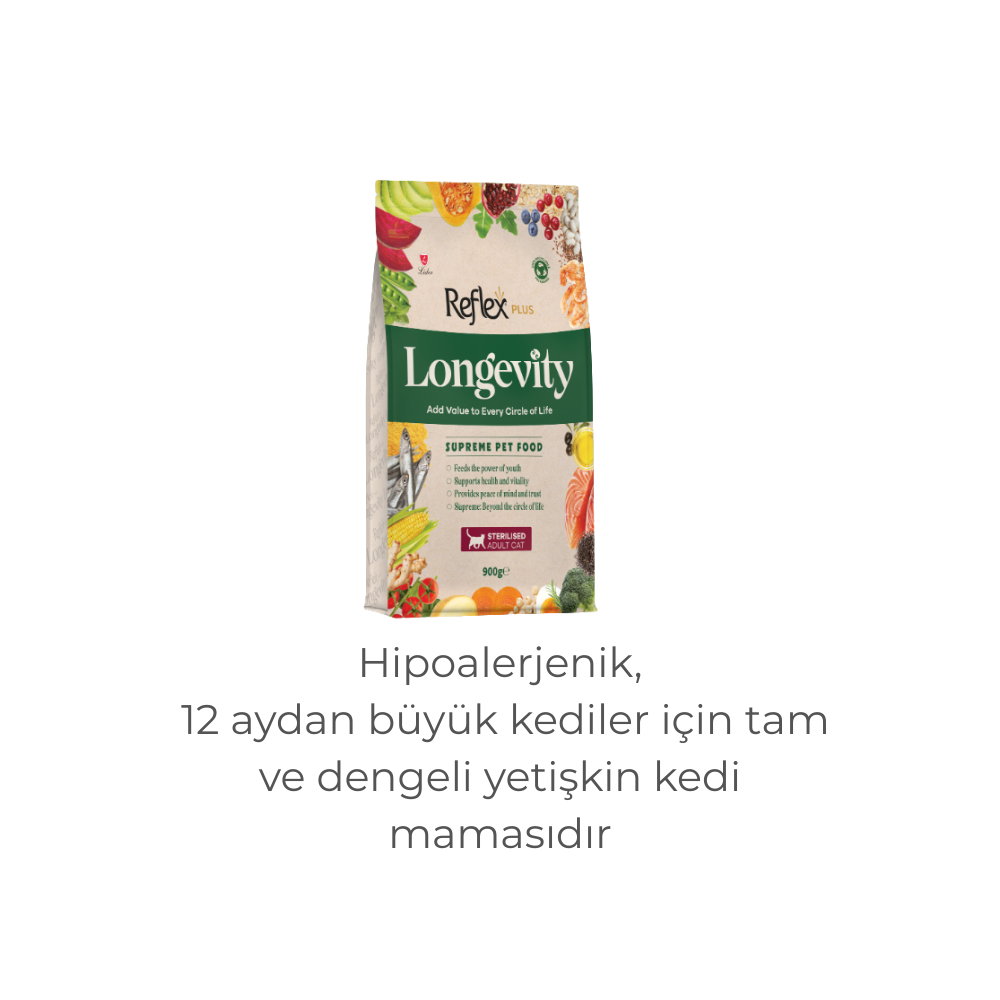 Reflex Plus Longevity Kısırlaştırılmış Yetişkin Kedi Maması 900 GR