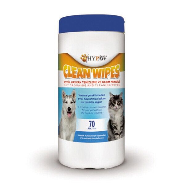 Hypaw Clean Wipes Kedi ve Köpekler için Temizleme ve Bakım Mendili 20x20cm (70'li)