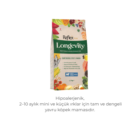 Reflex Plus Longevity Mini ve Küçük Irk Yavru Köpek Maması 1,7 Kg