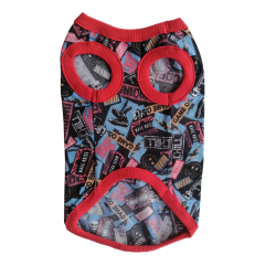 Kedi Köpek Kıyafeti Desenli Kırmızı Biyeli Tişört S 24 cm