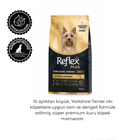Reflex Plus Yorkshire Terrier Yetişkin Köpek Maması 2 Kg