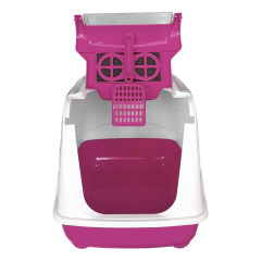 Markapet Karbon Filtreli Üstü Açılabilir Kedi Tuvaleti 36*36*49 cm Pembe + Kürek Hediyeli