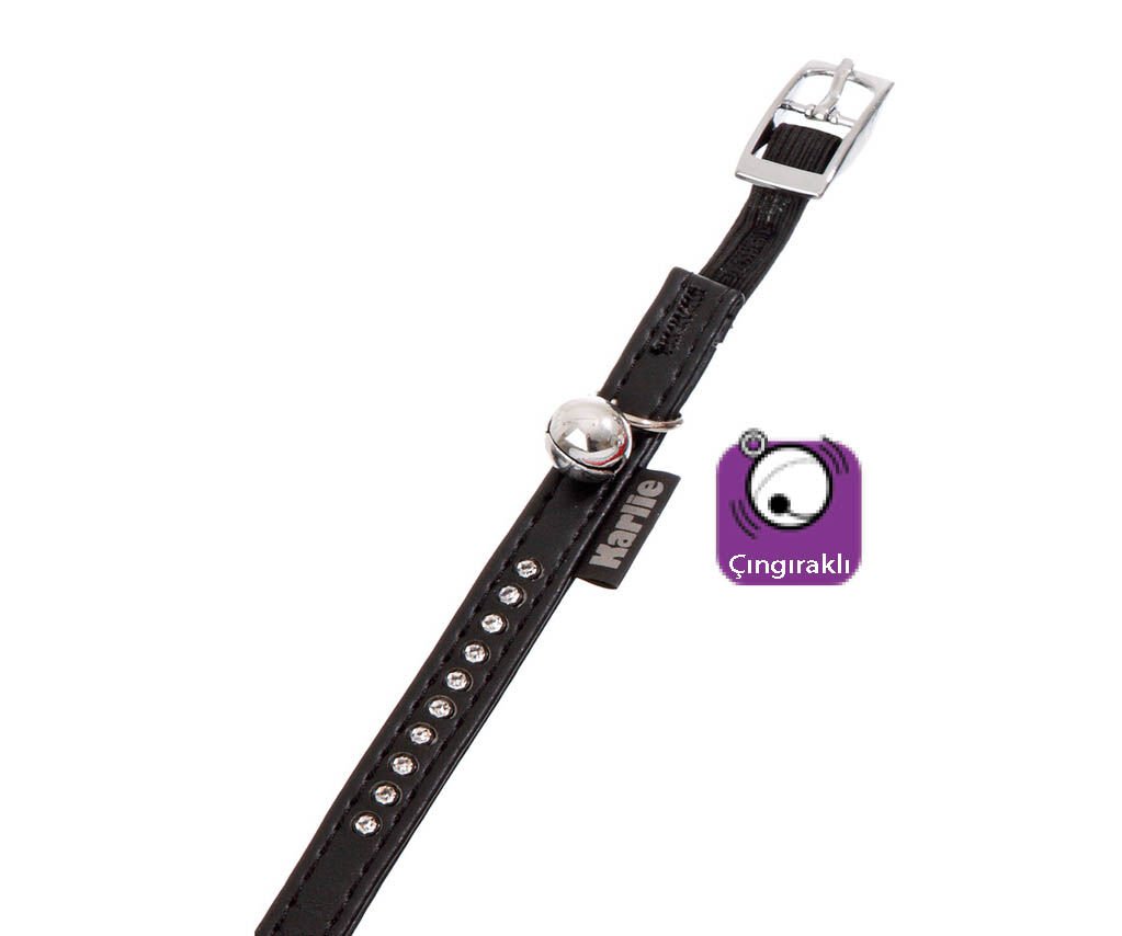 Karlie Deri Taşli Kedi Tasma Xs 30Cm-11Mm Siyah