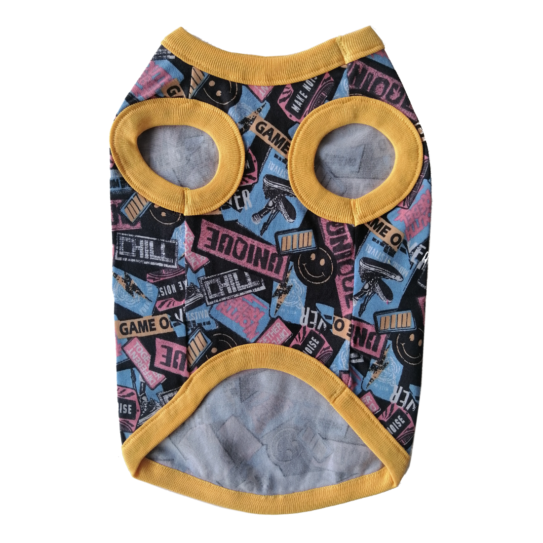 Köpek Kıyafeti Desenli Hardal Yakalı Tişört XXL 43 cm