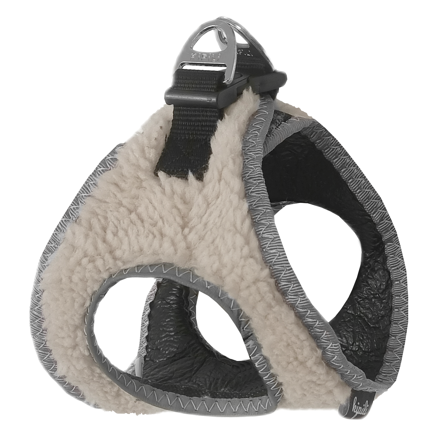 Üç Kilitli Kürklü Kedi Köpek Göğüs Tasması 32-40 cm Medium Krem