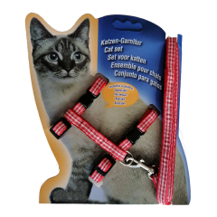 Atlantik Desenli Kedi Göğüs Bel Tasması 20*32 cm Kırmızı