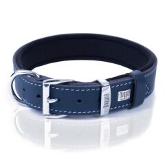 Doggie El Yapımı Konforlu Deri Köpek Tasması 3x42-50 cm Mavi