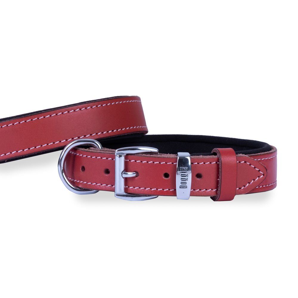 Doggie El Yapımı Konforlu Deri Köpek Tasması 3x42-50 cm Kırmızı